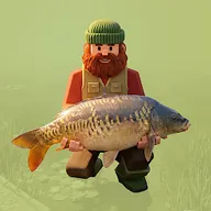 Ícone do Carpcraft com um pescador de gorro verde a segurar uma carpa
